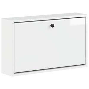 vidaXL Стенно шкафче за обувки BREDA 71 x 17 x 43 см Бял гланц