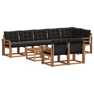 vidaXL Комплект дивани за открито 9 pcs Естествено и черно