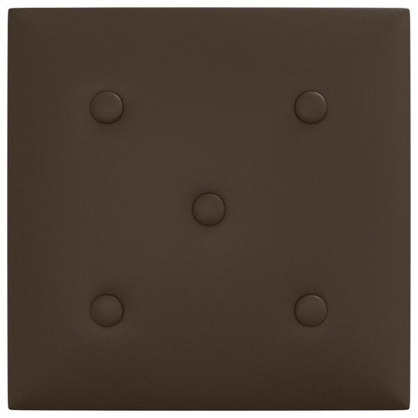 vidaXL Стенно табло за легло 12 pcs Кафяво 30 x 30 cm Изкуствена