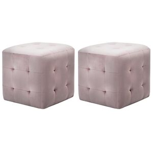 vidaXL Нощни шкафчета, 2 бр, розови, 30x30x30 см, кадифен текстил