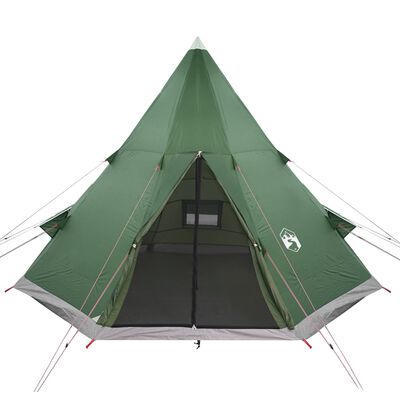 vidaXL Къмпинг палатка типи, 4-местна, зелена, водоустойчива