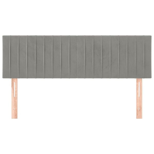 vidaXL Табла за легло, светло сива, 144x5x78/88 см, кадифе