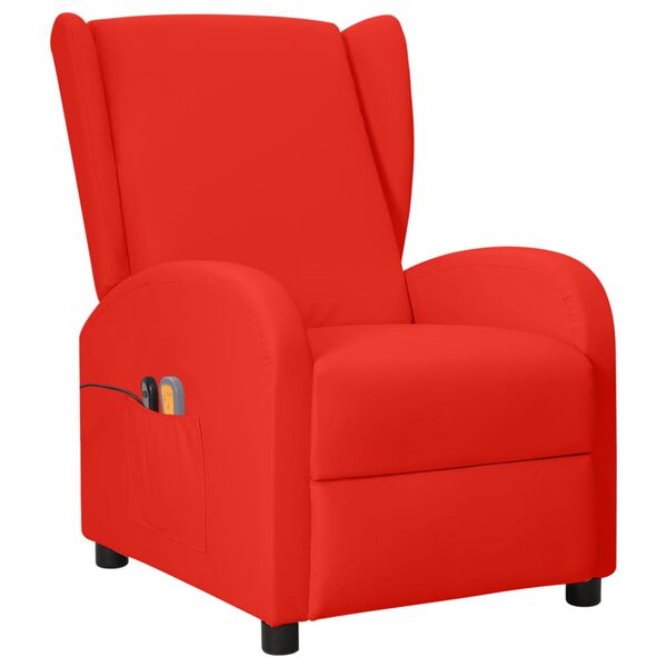 vidaXL Wingback електрически масажен стол, червен, изкуствена кожа