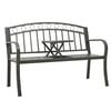 vidaXL Градинска пейка с масичка, сива, 120 см, стомана