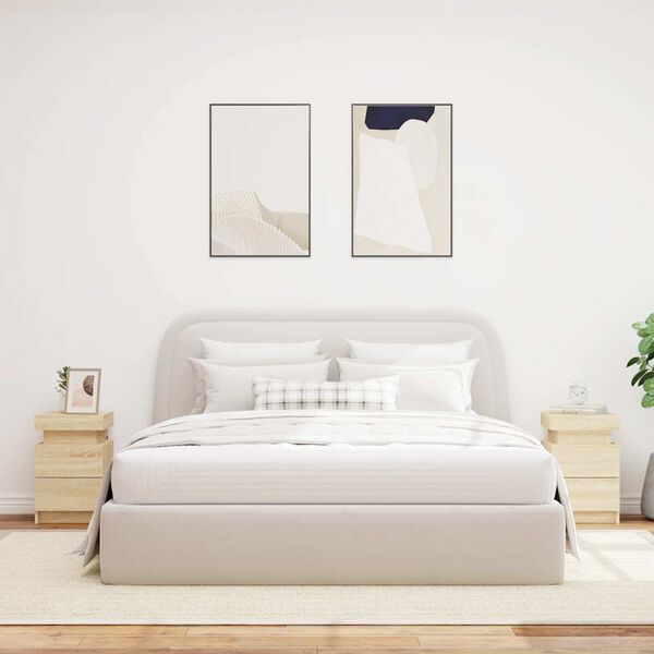 vidaXL Нощни шкафчета с LED осветление, 2 бр, сонома дъб, 35x39x55 см