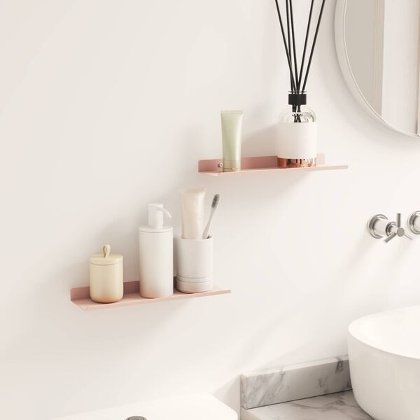 vidaXL Плаващ рафт 2 pcs Розово 30 x 9 x 2,5 см Стомана