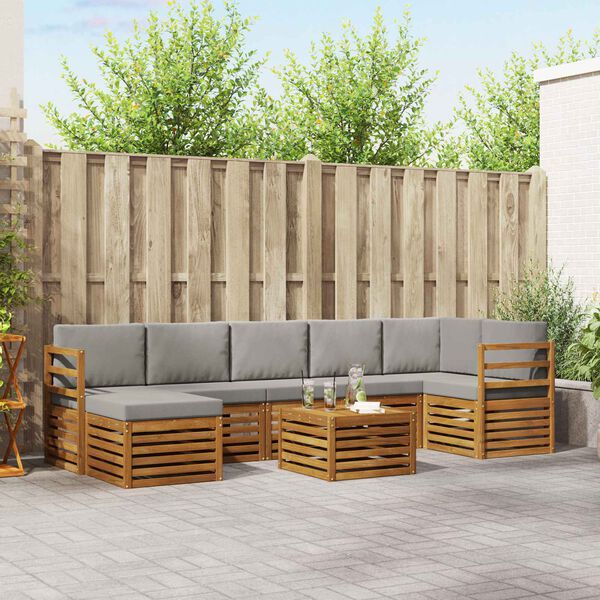 vidaXL Комплект секционен диван 8 pcs Естествено и светло сиво