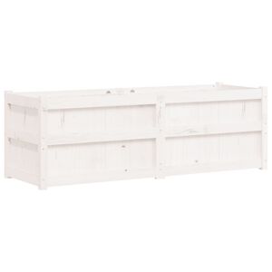 vidaXL Градински сандък, бял, 150x50x50 см, борово дърво масив