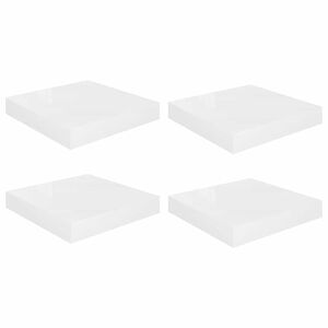 vidaXL Окачени стенни рафтове, 4 бр, бял гланц, 23x23,5x3,8 см, МДФ