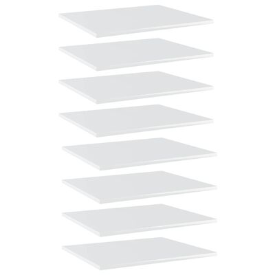 vidaXL Рафтове за етажерка, 8 бр, бял гланц, 60x50x1,5 см, ПДЧ