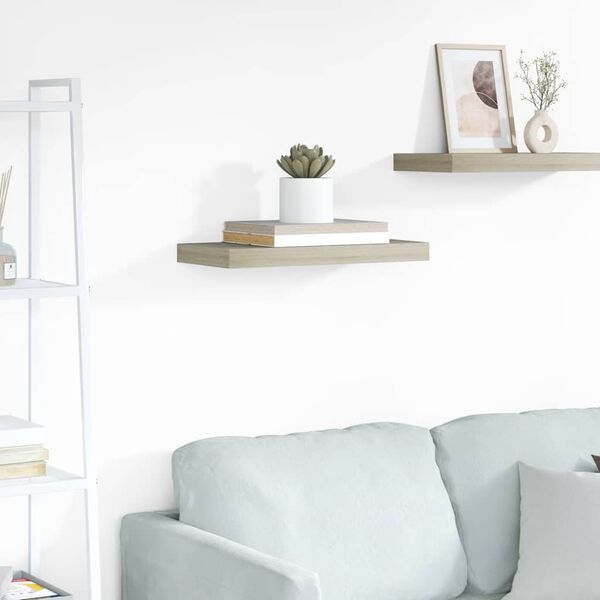 vidaXL Окачен стенен рафт, дъб, 50x23x3,8 см, МДФ