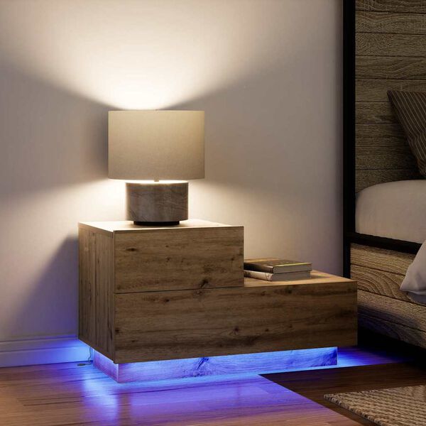 vidaXL Нощен шкаф с чекмедже Дъб 70 x 36 x 40,5 см Инженерно дърво