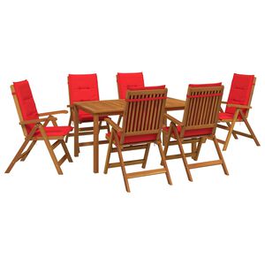 vidaXL Градински трапезен комплект от 7 части Натурално