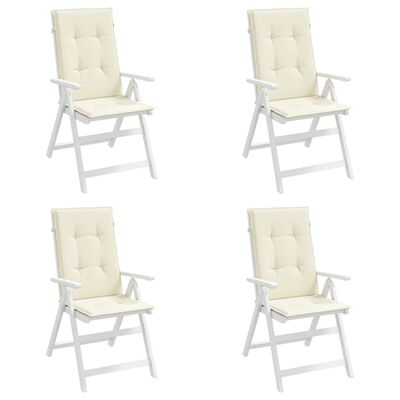 vidaXL Възглавници за стол с облегалка 4 бр кремави 120x50x3 см плат