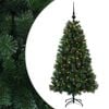 vidaXL Изкуствена коледна елха с топки 120 см 150 LED светодиода
