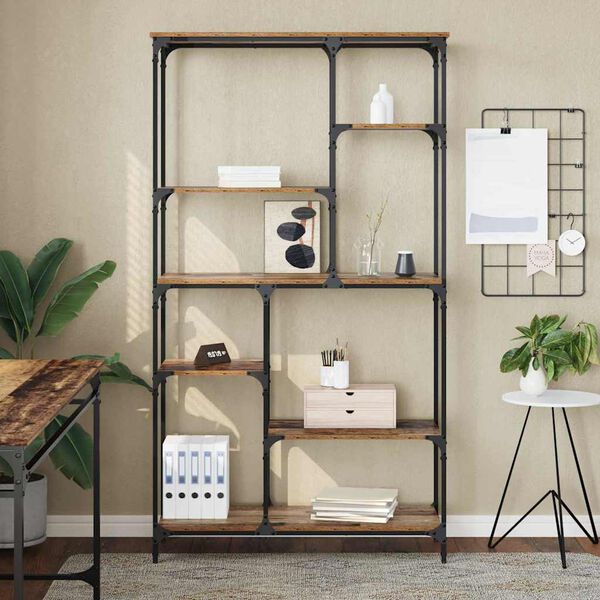 vidaXL Рафт за книги Старо дърво 99 x 35,5 x 176 cm Инженерно дърво