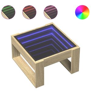 vidaXL Маса за кафе с Infinity LED, сонома дъб, 50x53x30 см