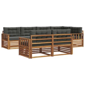 vidaXL Комплект дивани за открито 7 pcs Натурален и Антрацит