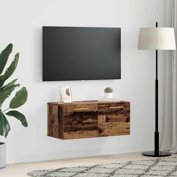 vidaXL Стенен шкаф Старо дърво 80 x 36.5 x 35 cm Инженерно дърво