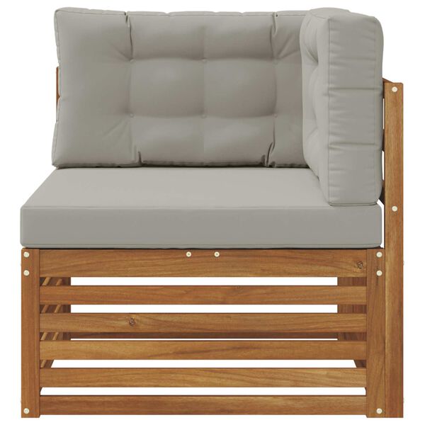 vidaXL Външен ъглов диван Солидно акациево дърво Естествен