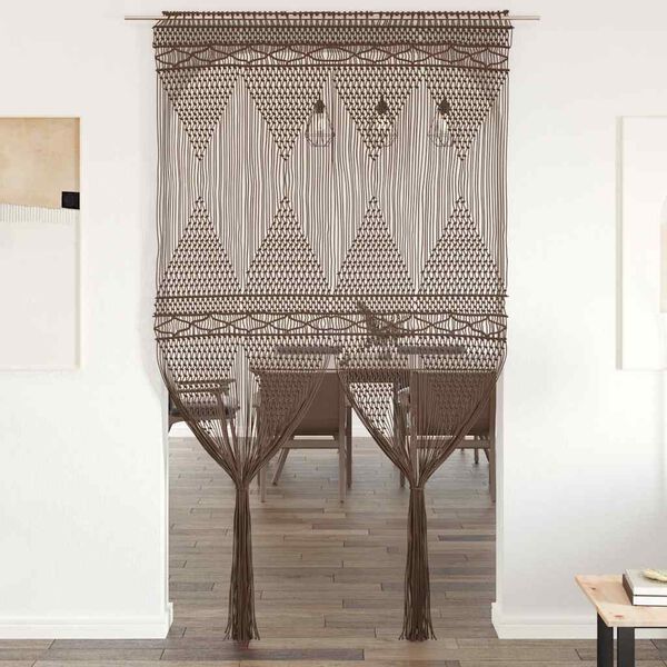 vidaXL Завеса макраме, таупе, 140x240 см, памук