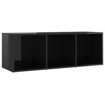 vidaXL ТВ шкаф, черен гланц, 107x35x37 см, ПДЧ