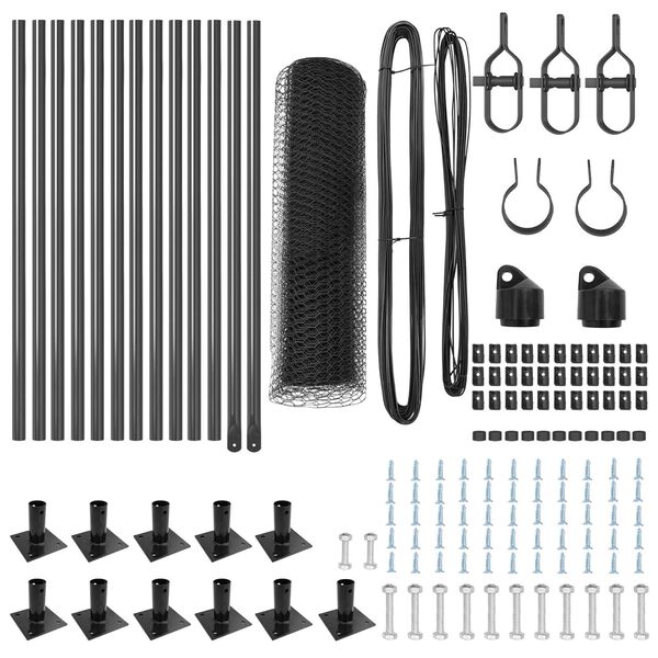 vidaXL Стълб за ограда. Сив 25 x 0,4 м (25 мм мрежа) Стомана и PVC