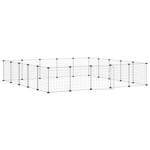 vidaXL Клетка за животни с врата, 20 панела, черна, 35x35 см, стомана