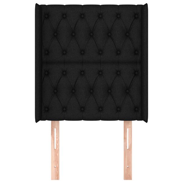 vidaXL Горна табла за легло с уши, черна, 83x16x118/128 см, плат