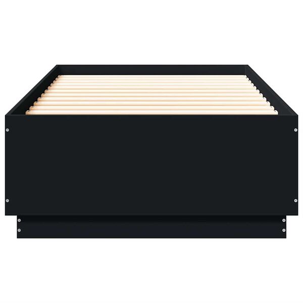 vidaXL Рамка за легло, черна, 100x200 см, инженерно дърво