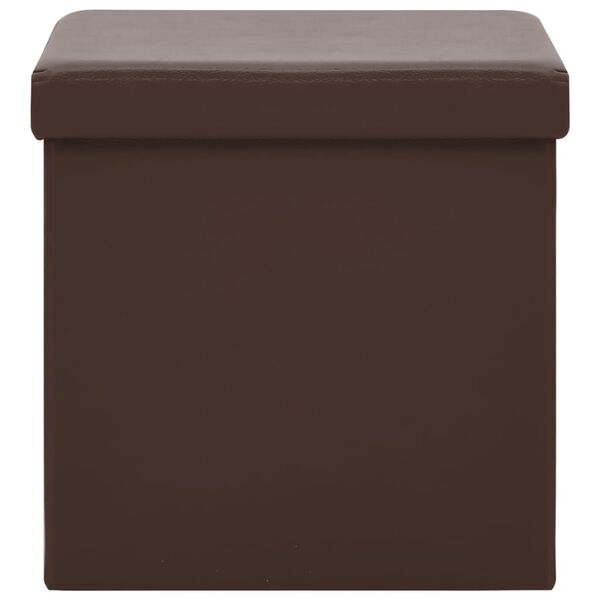 vidaXL Сгъваеми табуретки за съхранение, 2 бр, кафяви, PVC