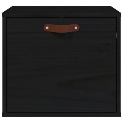 vidaXL Стенен шкаф, черен, 40x30x35 см, бор масив