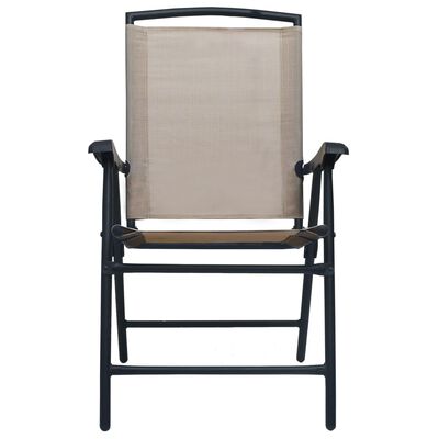 vidaXL Сгъваеми градински столове, 2 бр, textilene, таупе