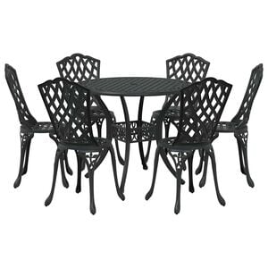 vidaXL Комплект за хранене в градината 7 pcs Черно Алуминий