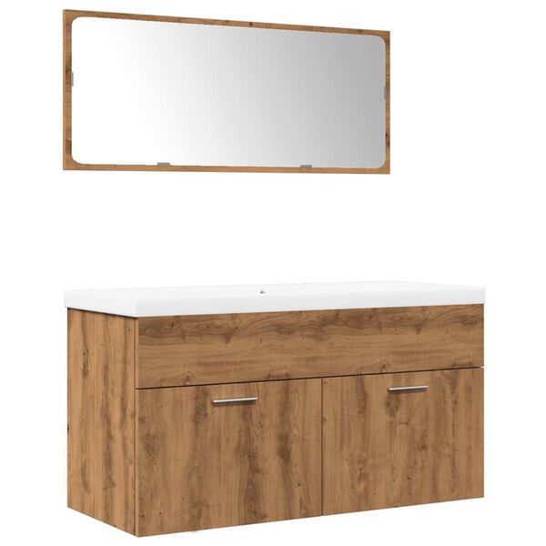 vidaXL Комплект мебели за баня от 3 части Дъб артизан инженерно дърво