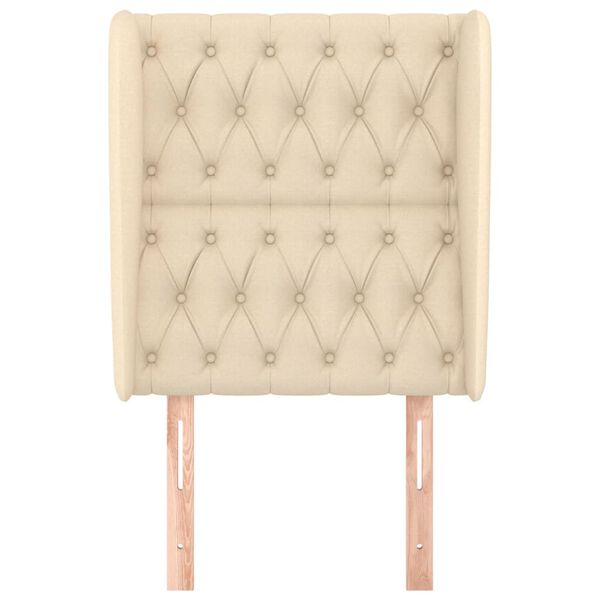 vidaXL Горна табла за легло с уши, кремава, 83x23x118/128 см, плат