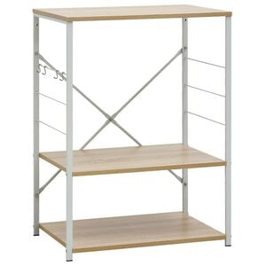 vidaXL Шкаф за микровълнова бял и дъб 60x39,6x79,5 см инженерно дърво