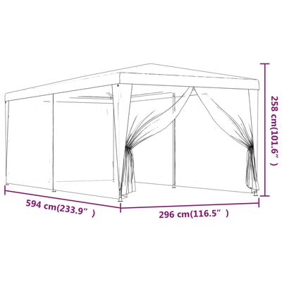 vidaXL Парти палатка с 6 мрежести странични стени зелена 3x6 м HDPE