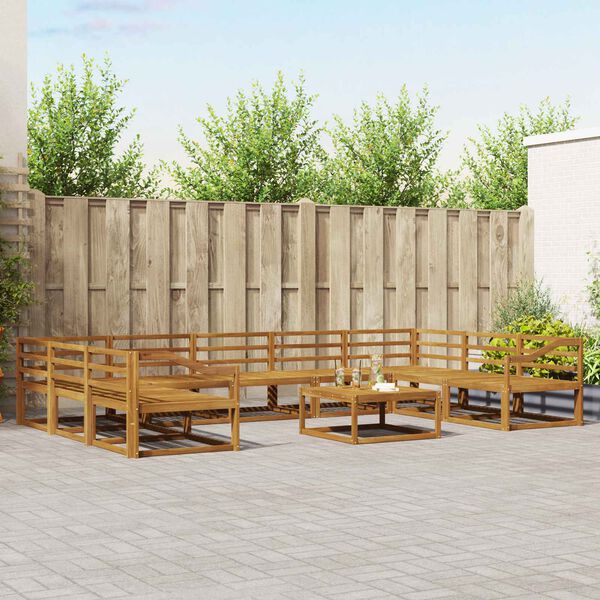 vidaXL Комплект дивани за открито 10 pcs Естествен