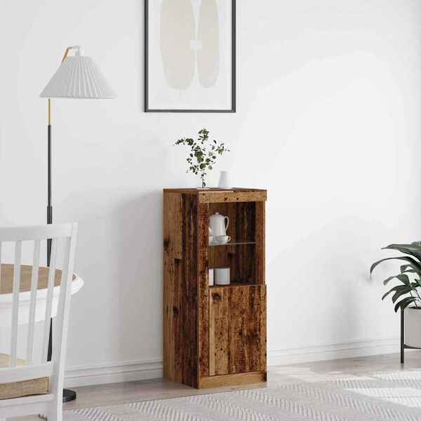 vidaXL LED конзолна маса Старо дърво 41 x 37 x 100 см Инженерно дърво