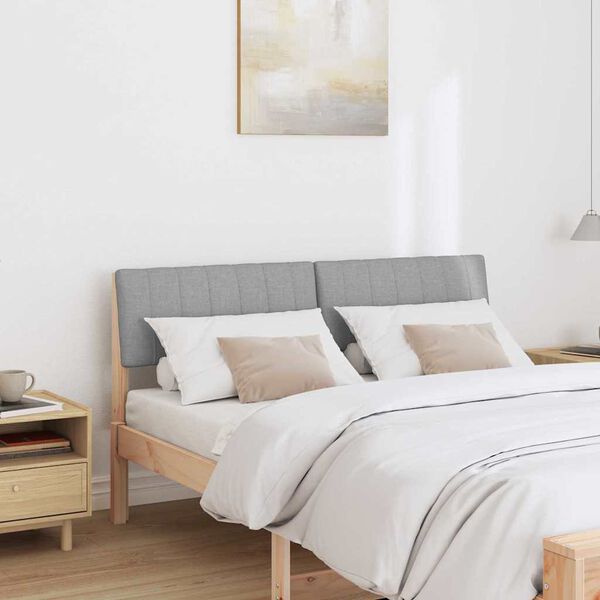 vidaXL Тапицирана табла Светлосиво 135 cm Солидно борово дърво