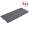 vidaXL Самозалепващи стелки за стълби, 15 бр, 65x24,5x3,5 см, сиви