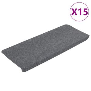 vidaXL Самозалепващи стелки за стълби, 15 бр, 65x24,5x3,5 см, сиви