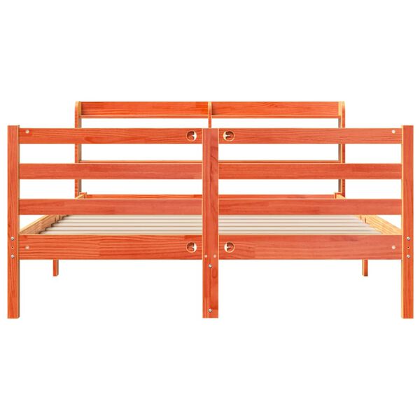 vidaXL Рамка за легло без матрак, восъчнокафяв, 140x190 см, бор масив