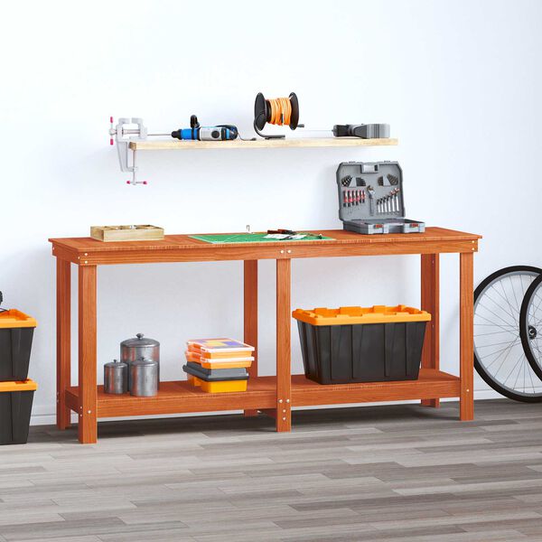 vidaXL Работна маса Восъчен Кафяв 180 x 50 x 80 cm Масивна боровина