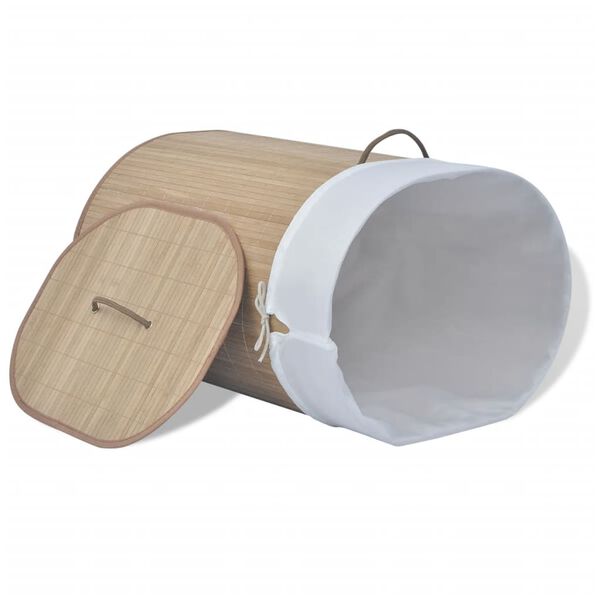 vidaXL Бамбуков кош за пране, овален, натурален цвят