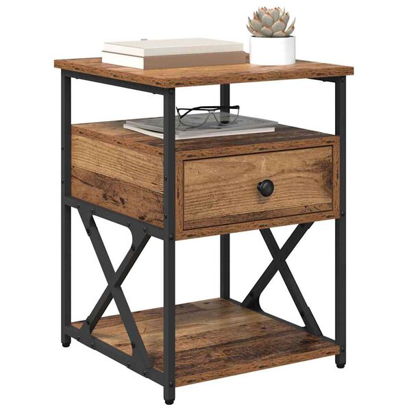 vidaXL Нощен шкаф Старо дърво 40 x 42 x 55 см Инженерно дърво