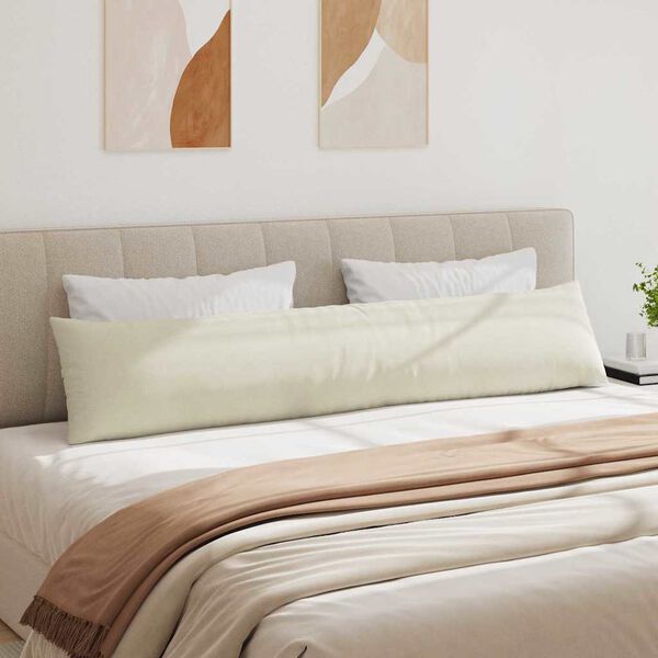 vidaXL Диван възглавници 2 pcs Крем 200 x 40 см Кордюрова тъкан