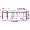 vidaXL Градинска порта с арковидна горна част стомана 2х5 м черна