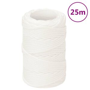 vidaXL Въже за лодка бяло 2 мм 25 м полипропилен